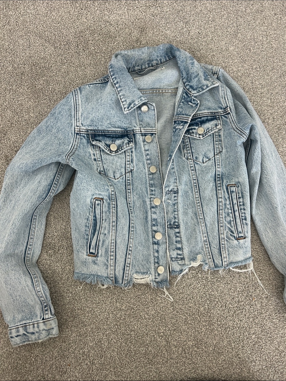 Lovers + Friends Light Wash Distressed Denim Jacket